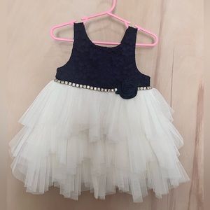 24 month blue and white dress